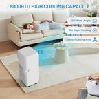 Portable Air Conditioner 8000 BTU With, 24H Timer & Smart/Sleep Mode, Cools Rooms Up to 350sq.Ft 4-In-1 Cooling, Cooling AC Unit With Fan & Dehumidifier & Remote Control for Bedroom, Dorms