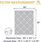 MervKing 20x25x1 Air Filter Actual Size: 19.7" x 24.7" x 0.75" MERV 8 MPR 600-700 | MADE IN USA | 12-Pack | Pleated HVAC AC Furnace Replacement