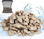 Veemoon Aquarium Coral Filter Fish Tank Natural Crushed Coral Media Substrate Bio Ceramic Aquarium Filtration Media for Freshwater Saltwater Pond Tank Reusable Filter Raise Ph with Bags (1.1lb/500g)