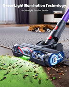 Cordless Vacuum Cleaner 650W 55KPA Powerful Suction 70 Mins Stick Handheld Vacuum Cleaners Green LED Anti-Tangle Brush Aromatherapy 1.8L Dust Cup One-Touch Empty for Carpet/Hardwood/Pet Hair/Car/Stair