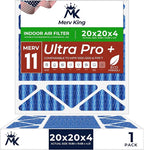 MervKing 20x20x4 Air Filter Actual Size: 19.88" x 19.88" x 4.31" MERV 11 MPR 1000-1200 | MADE IN USA | 1-Pack | Pleated HVAC AC Furnace Replacement