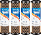 1 Micron 2.5" x 10" Whole House CTO Carbon Water Filter Cartridge Replacement for Under Sink Water Filter System, Dupont WFPFC8002, WFPFC9001, FXWTC, SCWH-5, WHEF-WHWC, WHCF-WHWC, AMZN-SCWH-5, 4Pack