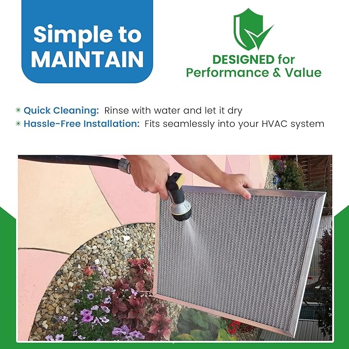 Filter Everything Electrostatic Furnace Filter – Washable & Reusable – 16 x 16 x 1 – Heavy-Duty Aluminum Frame – Permanent Home HVAC Air Filter