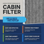 Spearhead Odor Defense Breathe Easy AC & Heater Cabin Filter | Fits 2012-19 Fiat 500 Like OEM | Up to 25% Longer Lasting w/Activated Carbon (BE-924)
