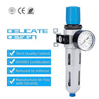 NANPU 1/2" NPT High Pressure Compressed Air Filter Regulator Water/Oil Trap Separator - Gauge(0-230 psi), Poly Bowl,Semi-Auto Drain, Bracket