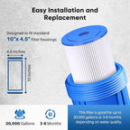 PUREPLUS 50 Micron 10" x 4.5" Whole House Pleated Sediment Filter for Well Water, Replacement Cartridge for GE FXHSC, Culligan R50-BBSA, Pentek R50-BB, DuPont WFHDC3001, W50PEHD, GXWH40L, 3Pack