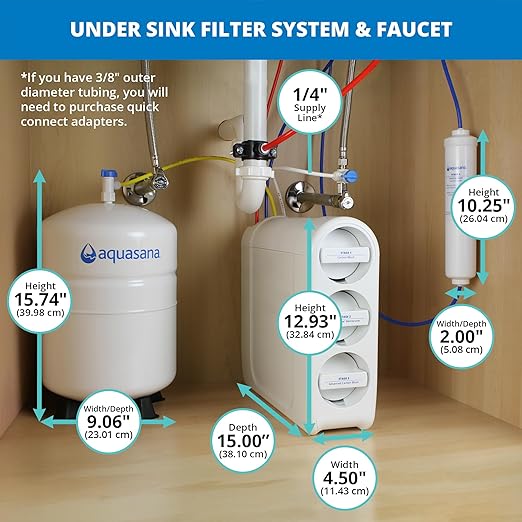 Aquasana SmartFlow® Reverse Osmosis Water Filter | RO Under Sink System | WQA Certified up to 99.99% of 90 contaminants Including Fluoride, PFAS, Arsenic, Lead, and Chlorine | Brushed Nickel Faucet