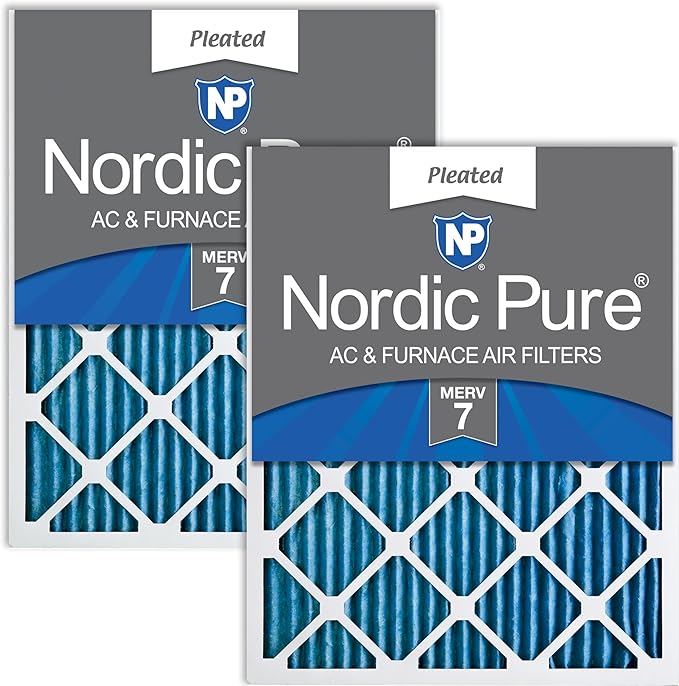Nordic Pure 14x20x1 (Actual Size: 13 1/2 x 19 1/2 x 3/4) Pleated MERV 7 Air Filters 2 Pack
