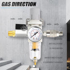 MEANLIN Air Compressor Moisture Filter, AW2000 Air Line Filter, 1/4" NPT Inlet with 150 PSI Gauge and Valve Shut Off Switch for Air Tools and Spray Paint Gun