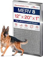 12x20x1 Electrostatic Air Filter, MERV 8, Washable, Reusable Furnace AC/HVAC Filter, Energy Saving, Easy to Clean, Long-Lasting by LifeSupplyUSA
