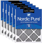 Nordic Pure 12x12x1 (Actual Size: 11 3/4 x 11 3/4 x 3/4) Furnace Air Filters MERV 12 Pleated Plus Carbon 6 Pack