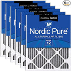 Nordic Pure 18x18x1 (Actual Size: 17 3/4 x 17 3/4 x 3/4) Furnace Air Filters MERV 12 Pleated Plus Carbon 6 Pack