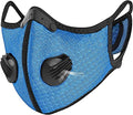 ASA Techmed Reusable Dual Air Breathing Valve Face Mask Cover with Activated Carbon Filter (Blue Cycling)
