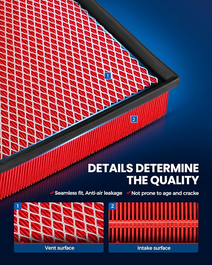 KAX Premium Engine Air Filter, GAF027 (CA8755A) Replacement for Silverado, Suburban, Sierra, Yukon, Avalanche 1500/2500/3500, Tahoe, Escalade (V6/V8), 200% Longer Life