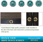 Ifenceview 6'x1' to 6'x100' Brown Shade Cloth Panels Fence Privacy Screen Fabric Mesh Net for Construction Site Yard Driveway Garden Railing Pool Balcony Canopy Awning 160 GSM (6' x 80')