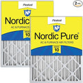 Nordic Pure 20x25x4 (Actual Size: 19 1/2 x 24 1/2 x 3 5/8) Pleated MERV 10 Air Filters 2 Pack