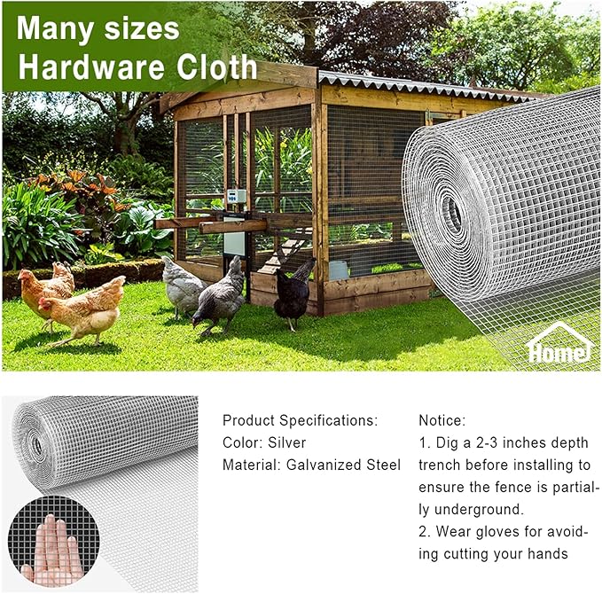 Livestock Fencing Roll Galvanised Welded Wire Mesh Roll Garden Chicken Wire Animals Enclosure for Chickens, Rabbits, Dogs, Window Guards Vegetable Protection for Indoor or Outdoor ( Size : L:1m-H:1m-1