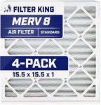 Filter King 15.5x15.5x1 Air Filter | 4-PACK | MERV 8 HVAC Pleated A/C Furnace Filters | MADE IN USA | Actual Size: 15.5 x 15.5 x .75"