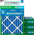Filterbuy 20x24x4 Air Filter MERV 13 Optimal Smoke & Allergy Defense (4-Pack), Electrostatic Pleated HVAC AC Furnace Filters Replacement, Made in USA (Actual Size: 19.38 x 23.38 x 3.63)