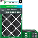 Filterbuy 10x30x1 Air Filter MERV 10 Odor & Allergy Defense with Activated Carbon (4-Pack), Electrostatic Pleated HVAC AC Furnace Filters Replacement, Made in USA (Actual Size: 9.50 x 29.50 x 0.75)