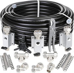 Hromee Compressed Air Piping System with 3/4 inch x 100 feet HDPE Tubing and Aluminum Outlet Blocks for Garage Connect Air Compressor Hose Accessories 37 Pieces
