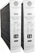 Lennox X6675 (2-Pack) Carbon Clean 20 x 25 x 5 Inch MERV 16 Efficient Air Filter Replacement for Healthy Climate Air Purifier Cleaner Purification Systems