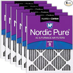 Nordic Pure 24x30x1 (Actual Size: 23 1/2 x 29 1/2 x 3/4) Furnace Air Filters MERV 8 Pleated Plus Carbon 6 Pack