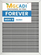 14x18x1 HVAC Furnace Air Filter, Lasts a Lifetime, Washable, the Last HVAC Filter You Will Ever Buy, Breathe Safely at Home or in the Office,Merv 8(Actual Size:13.5x17.5x0.82 Inch)
