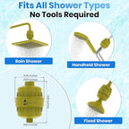 Shower Head Filter For Hard Water Gold 20 Stages to Remove Chlorine Fluoride Water Softener Coconut Shell Activated Carbon Reduces Dry Itchy Skin Heavy Metals Other Sediments Vitamin C Aqua Earth