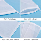 Segarty Filter Media Bags, 10 Pack 0.5mm Fine Mesh 7.7 x 6 Inch White Reusable Nylon Aquarium Net Bags with Plastic Zipper for Activated Carbon, Ceramic Rings, Bio Balls, Charcoal, Fish Tank