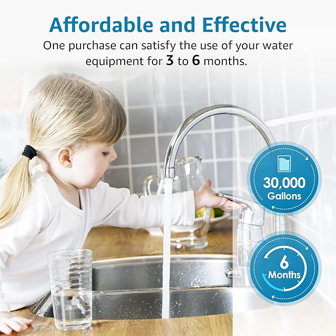 AQUA CREST FXHSC Whole House Water Filter Replacement for GE® FXHSC, GXWH40L, GXWH35F, American Plumber W50PEHD, W10-PR, Culligan® R50-BBSA, 5 Micron 10" x 4.5", High Flow Sediment Filters, Pack of 4