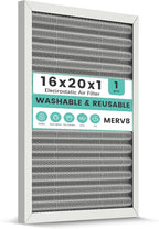 16x20x1 Reusable Air Filter, Washable, Electrostatic HVAC AC Furnace Filter, Merv 8, Lasts a Lifetime, Breathe Safe at Home or in the Office (Actual Size:15.5x19.75x0.8 Inch)