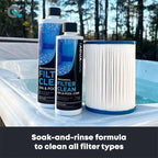 Hot Tub Filter Cleaner Soak, Pool Filter Cleaner & Pool Cartridge Cleaner - Spa Filter Cleaner Soak & Spa Filter Cleaning Solution for HotTub Cartridges. Easy to Use Filter Degreaser - AquaDoc PT