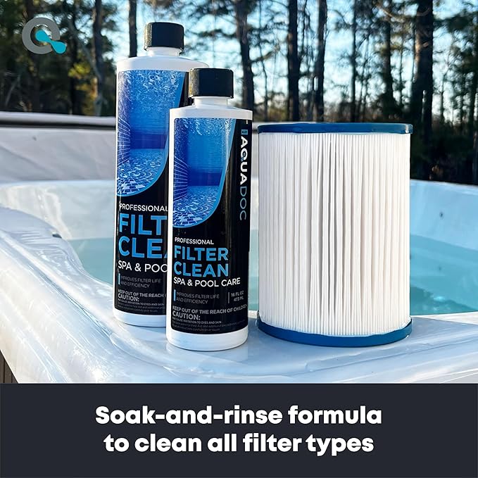 Hot Tub Filter Cleaner Soak, Pool Filter Cleaner & Pool Cartridge Cleaner - Spa Filter Cleaner Soak & Spa Filter Cleaning Solution for HotTub Cartridges. Easy to Use Filter Degreaser - AquaDoc PT