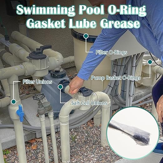 KEZE Pool Lube for O Ring Food Grade Waterproof Silicone Faucet Grease for Pool Filter Plumbing Plastic Parts Gasket Valve Rubber Seals Paste with Brush Top Can 8 OZ