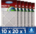 10x20x1 MERV 8 Air Filters 6-Pack, Actual Size 9.7" x 19.7" x 0.75" – Compatible with HVAC, Air Conditioners & Furnaces– High Particle Capture & Smooth Airflow