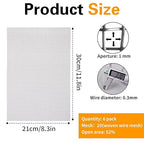 6 Pack 12×8 Inch Wire Mesh Screen, 20 Mesh Stainless Steel Mesh, Sturdy No Rust Metal Mesh Screen for DIY Projects, Cage, Vent, Garden, Window Screen, Filter Mesh