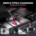 Handheld Car Vacuum with 15000PA Power, 4 in 1 Powerful Cordless Vacuum Cleaner & Air Duster with 2000mAh Battery, Rechargeable Portable Mini Hand Held Vacuum for Car, Home,Office,Pet Hair（Pink）