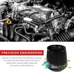 Sun Walker Clamp-on Air Intake Filter, 3/3.5/4 Inch High Flow Round Tapered Air Filter for Enhanced Engine Power, Washable & Reusable Cone Filters Replacement for Car Truck Motorcycle (Black)