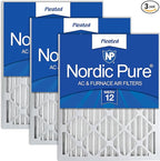 Nordic Pure 20x20x2 (19 1/2 x 19 1/2 x 1 3/4) Pleated MERV 12 Air Filters 3 Pack
