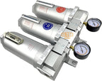 3/4" NPT SUPER DUTY Industrial Grade 3 Stages Filter Coalescing Desiccant Dryer System For Compressed Air Lines, Metal Bowls, Great For Paint Spray And Plasma Cutter (AUTO DRAIN)