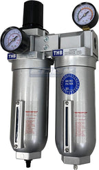 SUPER HEAVY DUTY HIGH FLOW AIR FILTRATION SYSTEM, 2 STAGE PARTICULATE FILTER PLUS OIL REMOVING COALESCING FILTER COMBINATION (3/4" NPT, AUTO DRAIN)