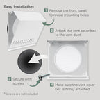 Vent Systems 8" Inch Air Supply Vent Cover with Rubber Gasket - White Galvanized Steel - Robust and Weatherproof Outdoor Air Intake Box - Duct or Surface Mounting - Rain and Snow Protection