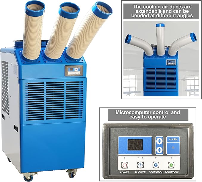 TECHTONGDA Industrial Spot Cooler Mobile Air Conditioner Outdoor Cooling Machine Aircon 220V Columns Outlet 910m³/h Air Flow