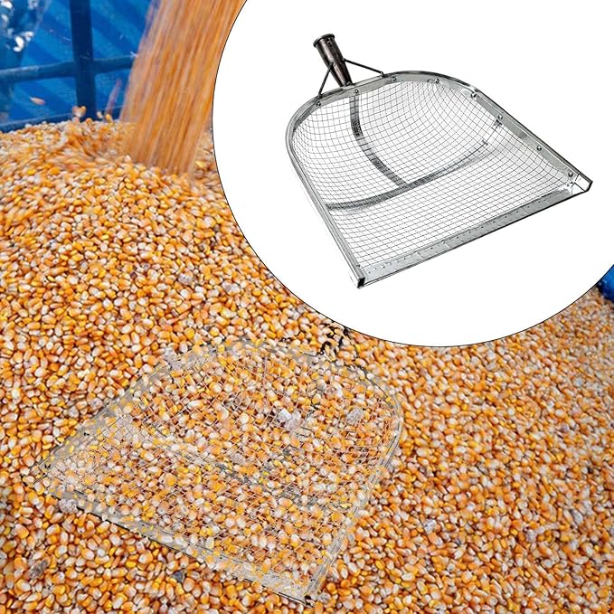 Leaking Soil Shovel Filter Stainless Steel Sieve 4mm/6mm/8mm/12mm Mesh Sifting Shovel for Sifting Corn Kernels Gardening Farm Chicken Coop and Goat Stall Multipurpose Dustpan (Sliver-6MM)