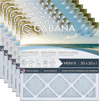 Cabana Filters 6-Pack 20x20x1 MERV 8 AC Furnace Air Filter for Home and Office - Indoor HVAC System Filtration Replacement, Captures Unwanted Particles