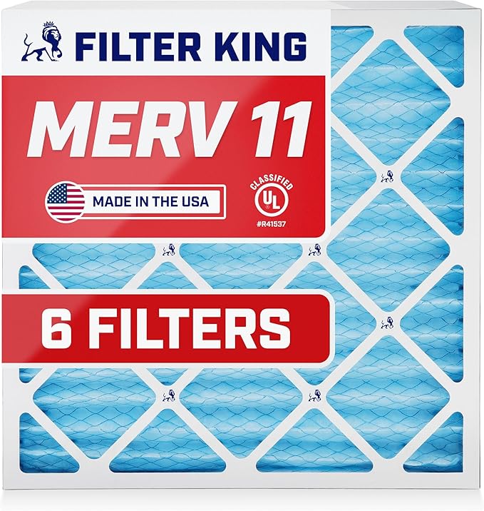 Filter King 10x10x1 Air Filter | 6-PACK | MERV 11 HVAC Pleated A/C Furnace Filters | MADE IN USA | Actual Size: 10 x 10 x .75"