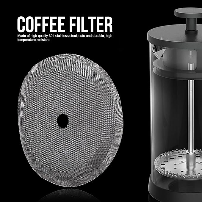 304 Stainless Steel Coffee Filter Mesh 5Pcs Set Portable Detachable Coffee Pot Filter Accessory for Home and Coffee Shop Use Durable High Temperature (Large-1000ml)