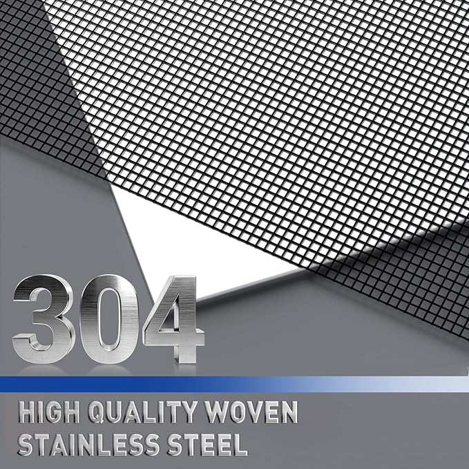 MAGZO 304 Stainless Steel Mesh Screen Roll 47in x 16.4ft - 22 Mesh Pet Proof Metal Window Screen Replacement, Screen Door Mesh for Patio,Porch,Pet,Cage,Vent Cover,Filter,Gutter Guard,Rodent Protection