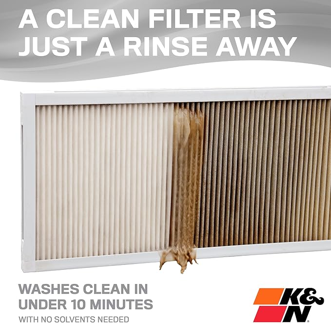 K&N 14X30X1 HVAC Furnace Air Filter, Lasts a Lifetime, Washable, Merv 8, the Last HVAC Filter You Will Ever Buy, Breathe Safely at Home or in the Office, HVC-8-11430